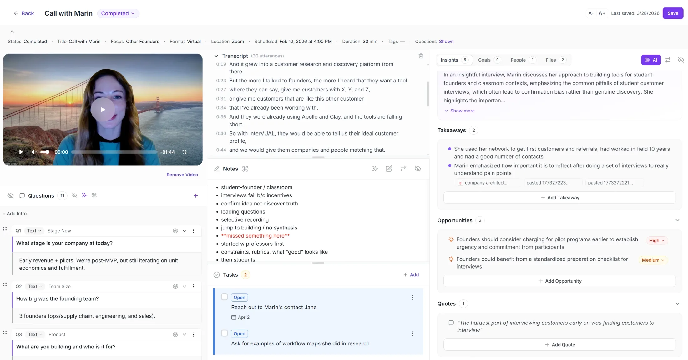 Intervool interview detail with extracted structured insights