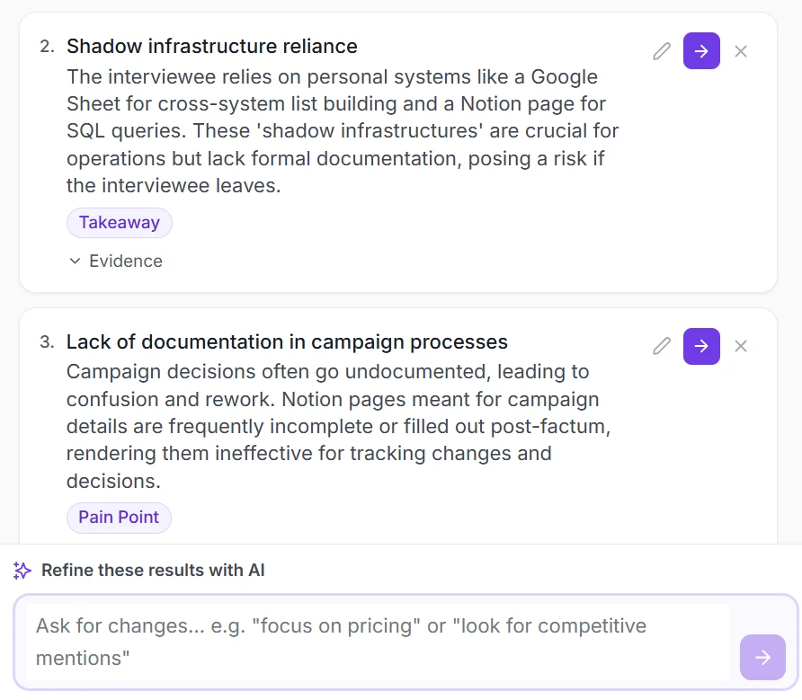 Intervool generating insights from qualitative input